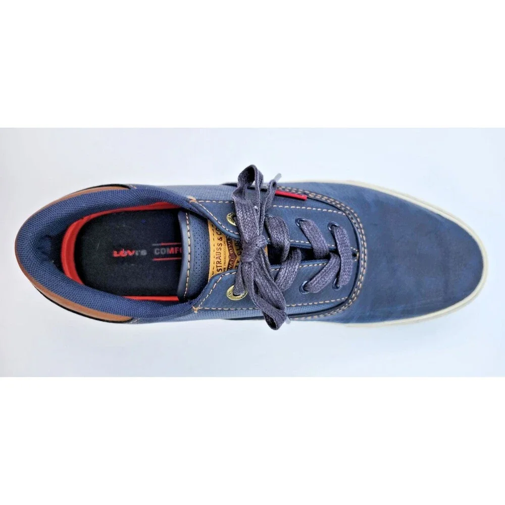 Levis Shoes Mens Size 10 Navy Brown Perforated Low Top Casual Sneakers Comfort